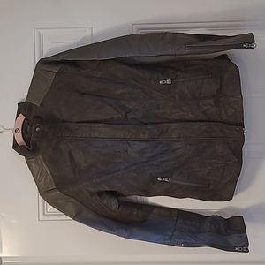 Real Leather Jacket - olive color